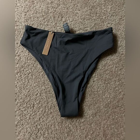 NWT SKIMS Recycled Swim Mid Waist Bottom Gunmetal - Picture 3 of 4